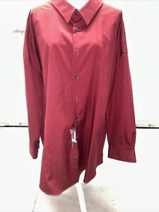 Pronto Uomo Dress Shirt, 22" 34/35, NWT Maroon Long Sleeve