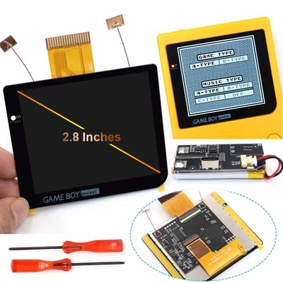 2.8'' Game Boy Pocket IPS LCD Laminated Screen Lens Kits W/USB-C batteies Shell - Image 1 of 4