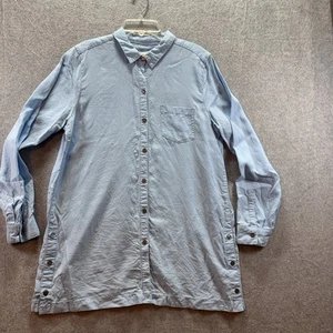 J. Jill Tunika Oberteil Damen M Blau Langarm Knopfleiste Seitenschlitz 100% Lyocell - Bild 1 von 8