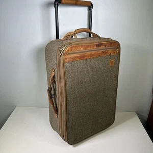Hartmann Borsa da Trasporto Espandibile in Tweed/Pelle 22" con Ruote e Ruote Vintage - Foto 1 di 23