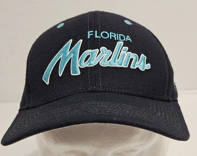 Vintage Nike Florida Marlins Baseball Twill Script Snapback Hat Cap MLB - Image 1 of 4