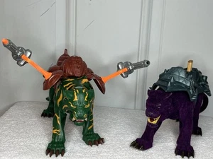 LOT OF 2 Motu 200X BATTLE CAT & PANTHOR figures vehicles 2001 Mattel He-Man Toys - Picture 1 of 16