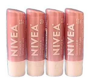 ( LOT OF 4 ) NIVEA • SHIMMER Radiant LIP CARE 0.17 oz  TINTED Germany RARE - Picture 1 of 7