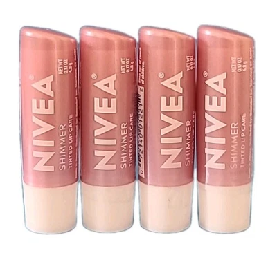 ( LOT OF 4 ) NIVEA • SHIMMER Radiant LIP CARE 0.17 oz  TINTED Germany RARE - Image 1 of 4