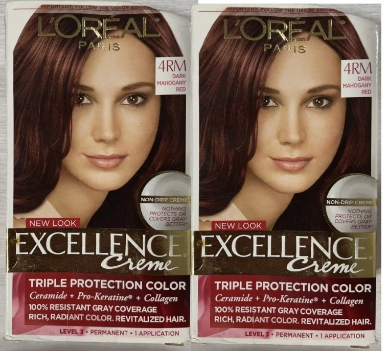 2 de L'Oreal Paris Excellence Crema Color de Cabello Permanente #4RM Rojo Caoba Oscuro Foto 1 de 1