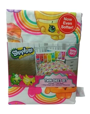 Shopkins Twin Sheet Set 3 Pieces Super Soft Rainbow Design Kids Bedroom - Image 1 of 4