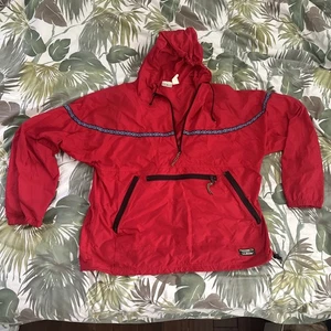 Rare Design L.L. Bean Red Nylon Anorak Pullover Jacket – 80s/90s Made in USA - Picture 1 of 17