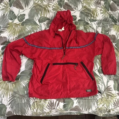 Rare Design L.L. Bean Red Nylon Anorak Pullover Jacket – 80s/90s Made in USA - Image 1 of 4