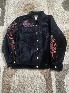 Bob Mackie Wearable Art Button Shirt Jacket Size XL Embroidered Floral Abstract - Bild 1 von 5