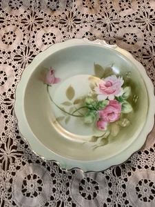  Cuenco de admisión Lefton de 7 pulgadas con adornos de rosas y oro - Imagen 1 de 4