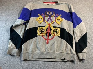 Genuine Sweatshirt Men's Large Multi Colorblock Graphic Fleece Long Sleeve Cozy - Picture 1 of 13