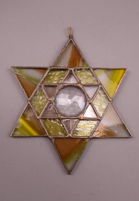 Vitral Estrella de David Atrapasoles Artista Hecho con Gancho Foto 1 de 4
