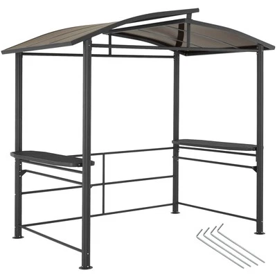 Alu Grillpavillon mit Flammschutzdach Ablagen BBQ Überdachung 240 x 150 x 234 cm - Bild 1 von 4