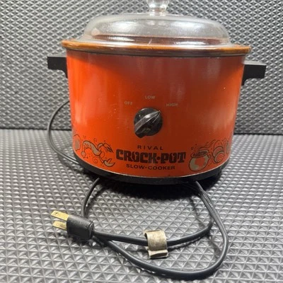 Rival Crock Pot Vintage 1970s 2QT Orange Slow Cooker 3102/3L Works - Image 1 of 4