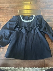 RARO! Camicetta top Simone Rocha nera con volant gioiello maniche a 3/4 med - Foto 1 di 9