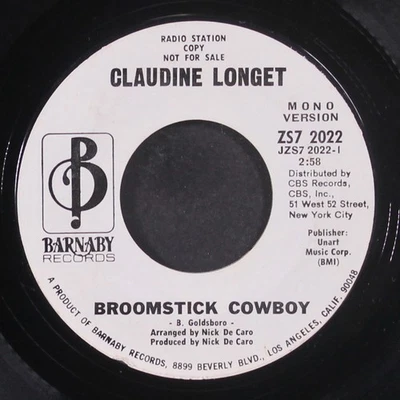 CLAUDINE LONGET: broomstick cowboy BARNABY 7" Single 45 RPM - Image 1 of 2