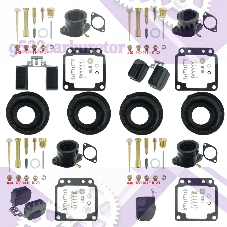 4sets Ultimate Carburetor Rebuild Repair Kit XJ650 with Floats intake manifold - Bild 1 von 4