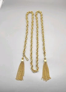 Vintage Gold Tone Chain Tassel Belt, 41", L5 - Picture 1 of 6