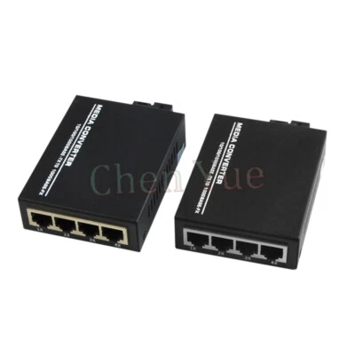 10/100M 1 Fiber port 4 RJ45 Ethernet ports Fiber Optical Transceiver SingleMode - Image 1 of 4