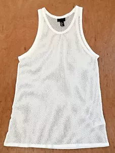 H&M Tank Herren XL weiß Strick offen Mesh transparent Baumwolle Jersey Shirt - Bild 1 von 10