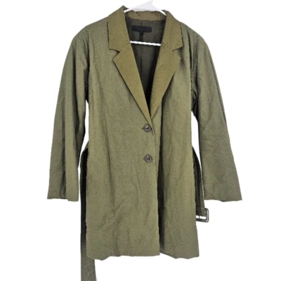 Rag & Bone Trench Coat Blazer Jacket Olive Green Belted Notch Collar Button XS - Image 1 of 4