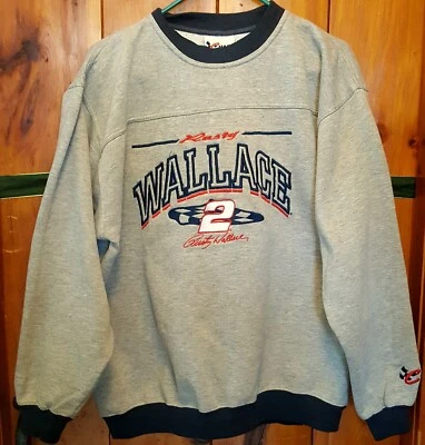 Rusty Wallace NASCAR Sweatshirt Mens Large Chase Authentics Gray Gently Worn  - Imagem 1 de 3