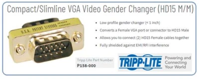 Tripp Lite Compact/Slimline VGA Video Gender Changer (HD15 M/M) - Image 1 of 4