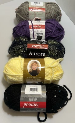 Juego de hilos gruesos Premier de 5 colores diferentes 100 % acrílico 3 oz ea. Foto 1 de 4