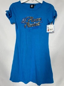Disney Pixar Toy Story 4 Pizza Planet Blue Sequined Dress Girls MEDIUM 7/8 NWT - Picture 1 of 7