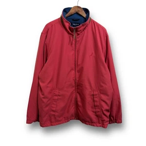 Vintage Nautica Men's Jacket Leather Trim Fleece Lined Coat Red Size XL 26 x 31 - Picture 1 of 9