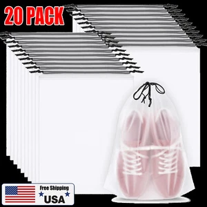 20x Borsa Portascarpe Portatile Con Coulisse Traslucida Borsa per Scarpe da Viaggio Sacchetto per Polvere US - Foto 1 di 19