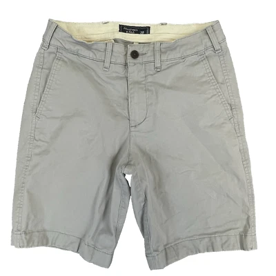 Abercrombie Fitch Chino Shorts Mens Sz 28x9 Stretch Flat Slash Gray Preppy - Image 1 of 4
