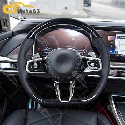 Piano Black Smooth Leather Sport Steering Wheel Fits BMW 7 Series i7 G70 22-23 - Image 1 of 4