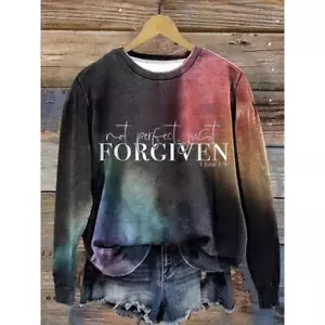 New Plus Size Women's Casual Fashion Long Sleeved T-shirt with Letter Print Top - Picture 1 of 5