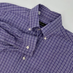 Corneliani Shirt Men Medium Purple Plaid Casual Long Sleeve Collared Button Down - Picture 1 of 11