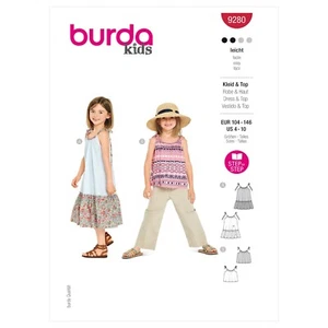 Abito e top bambina Burda Easy CUCIRE PATTERN 9280 età 4-10 - Foto 1 di 5