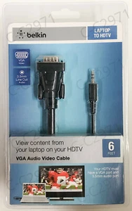 Belkin F3S007-06 Male-Male Laptop/Desktop to HDTV VGA Audio/Video 6' Cable - NEW - Picture 1 of 10