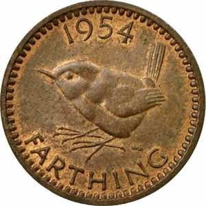 United Kingdom | 1 Farthing Coin | Eurasian wren | KM:895 | 1954 - 1956 - Picture 1 of 12