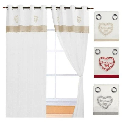 ARREDIAMO INSIEME S.R.L. Tende Finestre Porta Interno Coppia 2pz Varie Misure Tessuto Lino Cuore Ricamato