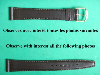 17 mm BRACELET VEAU BOX VÉRITABLE MARRON FONCÉ LISSE COUSU Fab. ARTISANALE - Photo 1/4