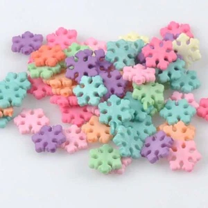 Acrylic Snowflake Spacer Beads - 11.5mm Candy Color Beads Jewelry Making 100pcs - Picture 1 of 14