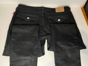 TRUE RELIGION Jeans Straight Skinny Button Pocket Rinse Black Size 34 RN# 112790 - Picture 1 of 16