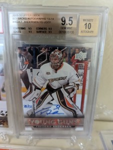 2013-14 Upper Deck Young Guns Buybacks Auto Frederik Andersen Rookie /31 BGS 9.5