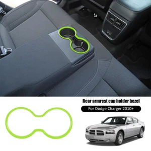 Green ABS Rear Armrest Water Cup Holder Cover Trim Ring for Dodge Charger 2010+ - Picture 1 of 8