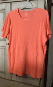 Woman Within Peach Short Sleeve Waffle Knit Top Size 1X 22/24 - Picture 1 of 3