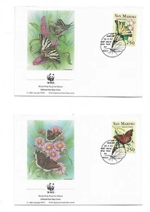 WWF - San Marino - Butterfly Primer Día Cubiertas x 4 + 4 Estampillas 1993 - UK FREEPOST - Imagen 1 de 3