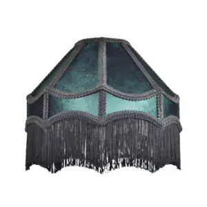 Traditional Victorian Empire Lampshade in Dark Emerald Velvet with Tassels by... - Picture 1 of 7