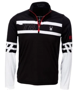 $120 Spyder Heritaage Dry WEB T-Neck Top NWT Size S Mens Black White Ski snow - Picture 1 of 9