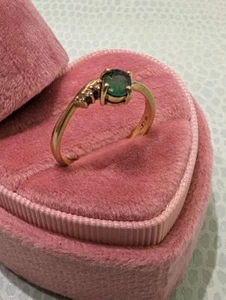 Frauen luxus ring 750er Gelbgold mit emerald green 0.37 ct,brilliants 0.03 ct - Bild 1 von 9