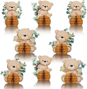 8 Pcs Bear Baby Shower Honeycomb Centerpieces Bear Baby Shower Party Supplies - Picture 1 of 6